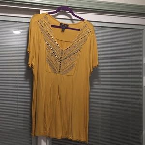 Style Co 2x yellow beaded blouse
